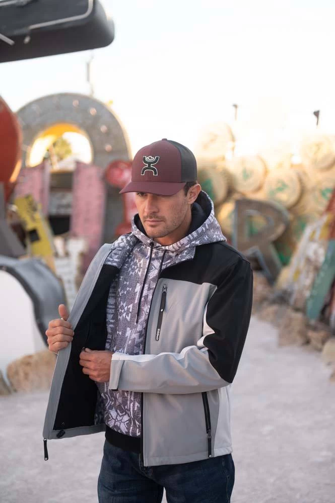 "Hooey Softshell Jacket" Charcoal W/Grey/Black Accents - Image 3