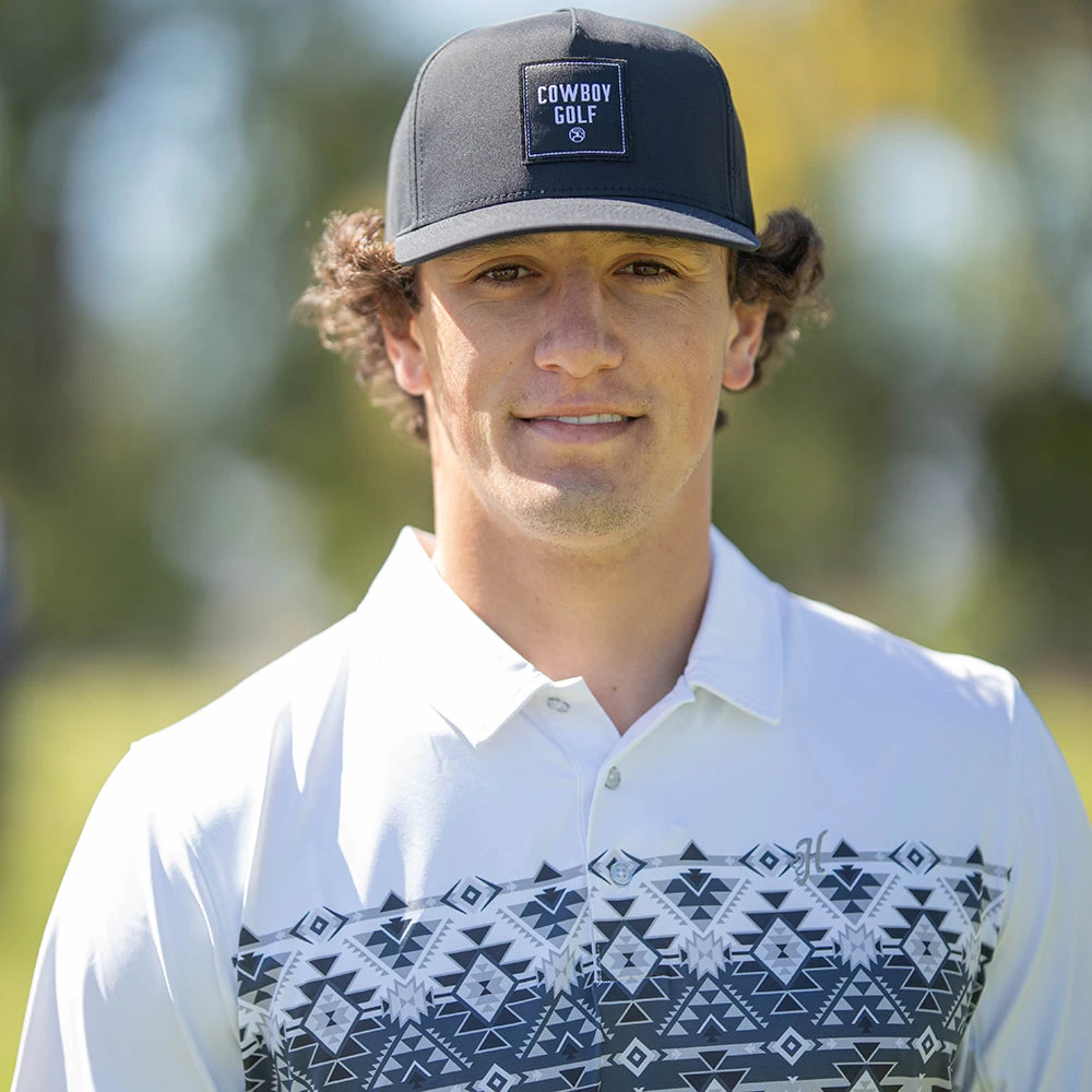 HOOey "The Weekender" White / Blue W/Aztec Pattern Polo - Image 3