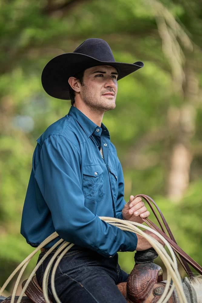 HOOey "Sol" Navy Long Sleeve Pearl Snap Shirt - Image 3