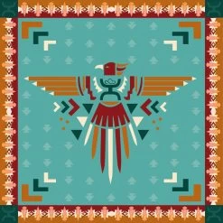 HOOey "Aztec Thunderbird" Turquoise/Rust Wild Rag