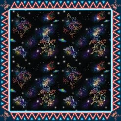 HOOey "Space Cowboy" Black/Red/Blue Satin Wild Rag