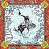 HOOey "Western Floral" White/Blue/Orange Satin Wild Rag