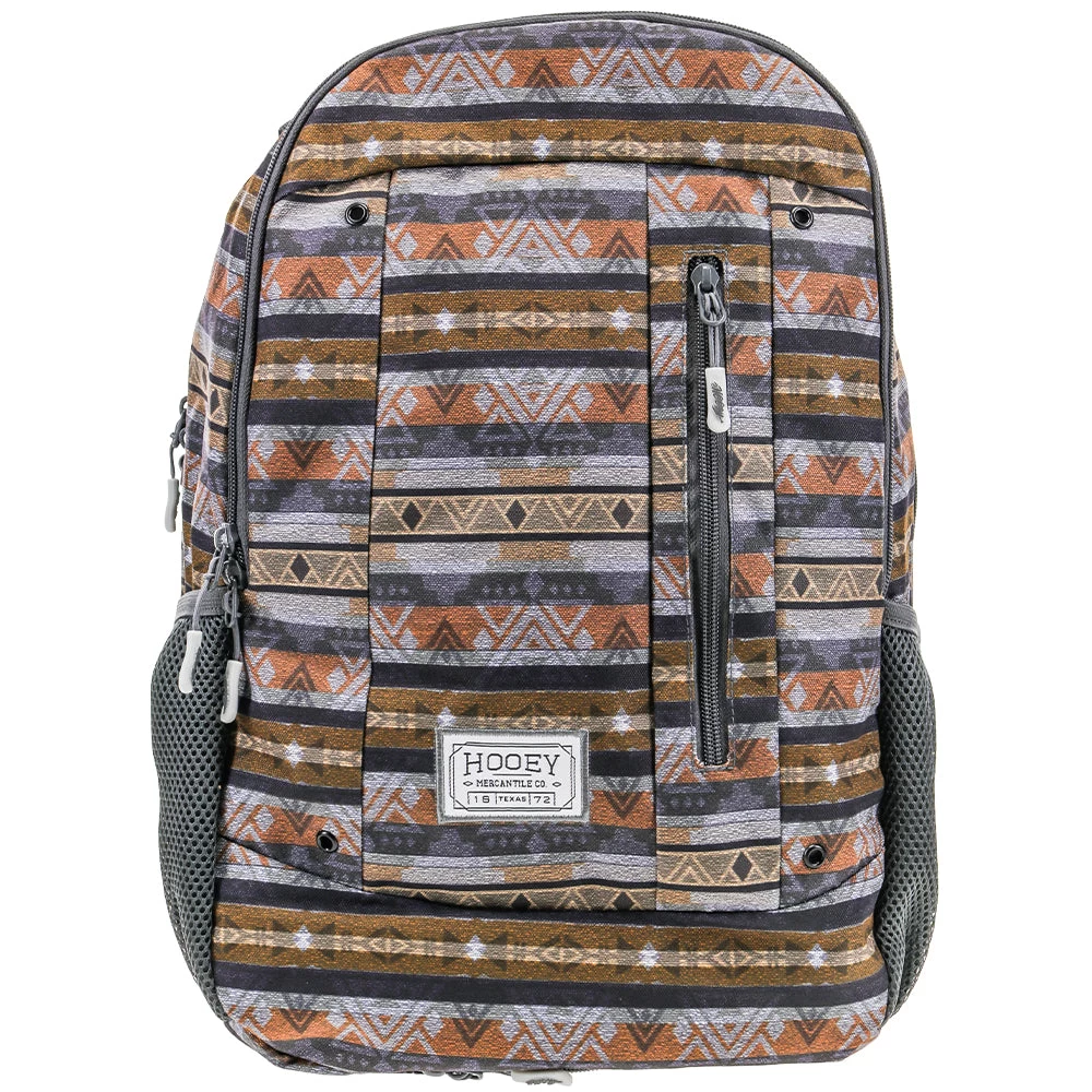 "Rockstar" Hooey Backpack Grey/Tan Stripe W/Charcoal