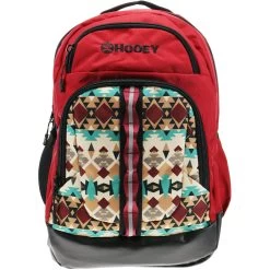 "Ox" Hooey Backpack Cream/Turquoise Aztec Pattern W/Burgundy /Black