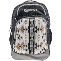 "Ox Hooey Backpack White/Cream Aztec Pattern W/Black/Grey