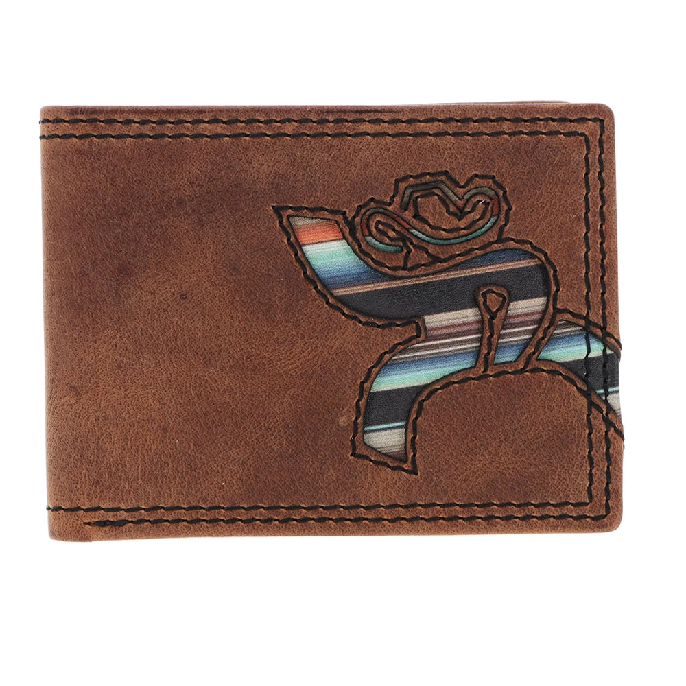 HOOey "Hawk" Front Pocket Bifold Wallet Brown W/ Navajo Serape Print