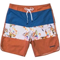 HOOey "Shaka" Blue/Orange W/ Floral Pattern Board Shorts