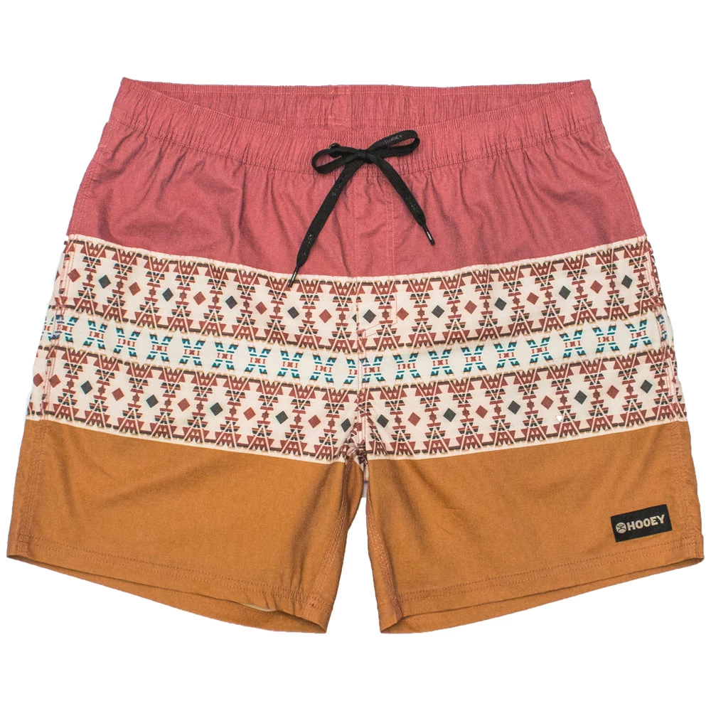 HOOey "Bigwake" Red/Orange W/Aztec Pattern Board Shorts