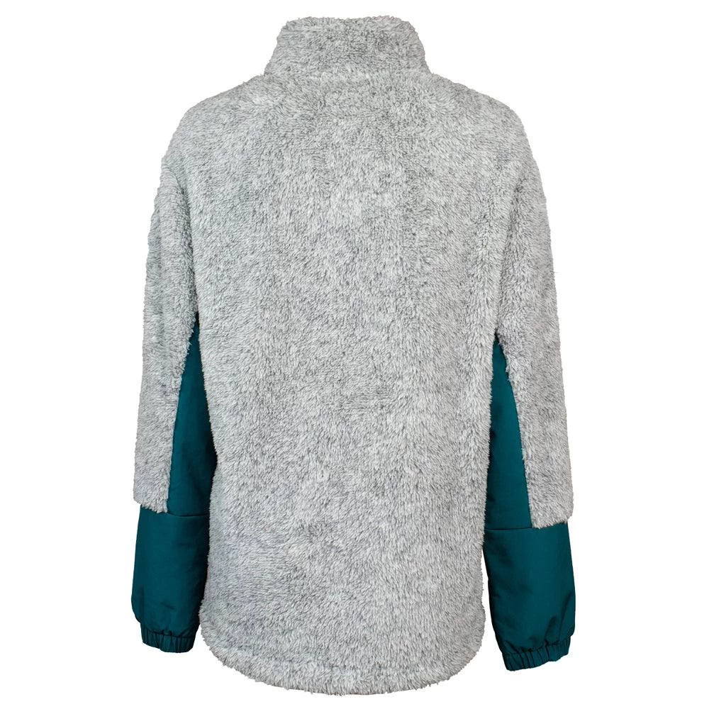 HOOey "Ladies Fleece Pullover" Grey W/Teal - Image 2