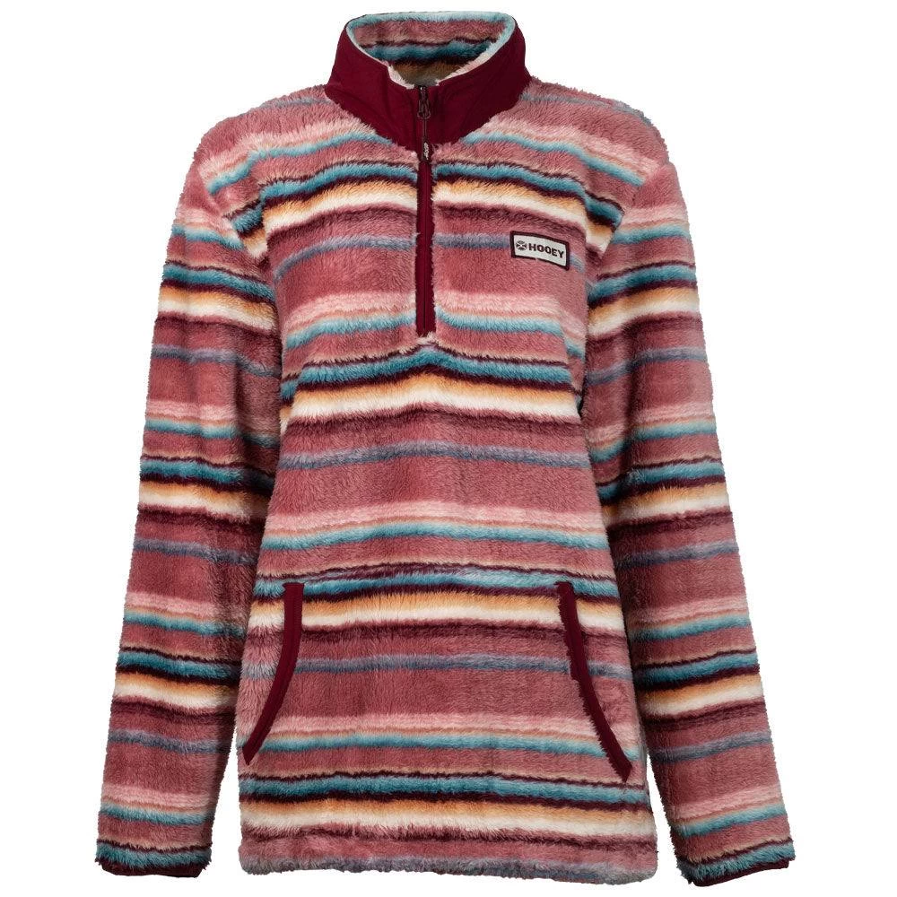 HOOey "Ladies Fleece Pullover" Pink/Stripe