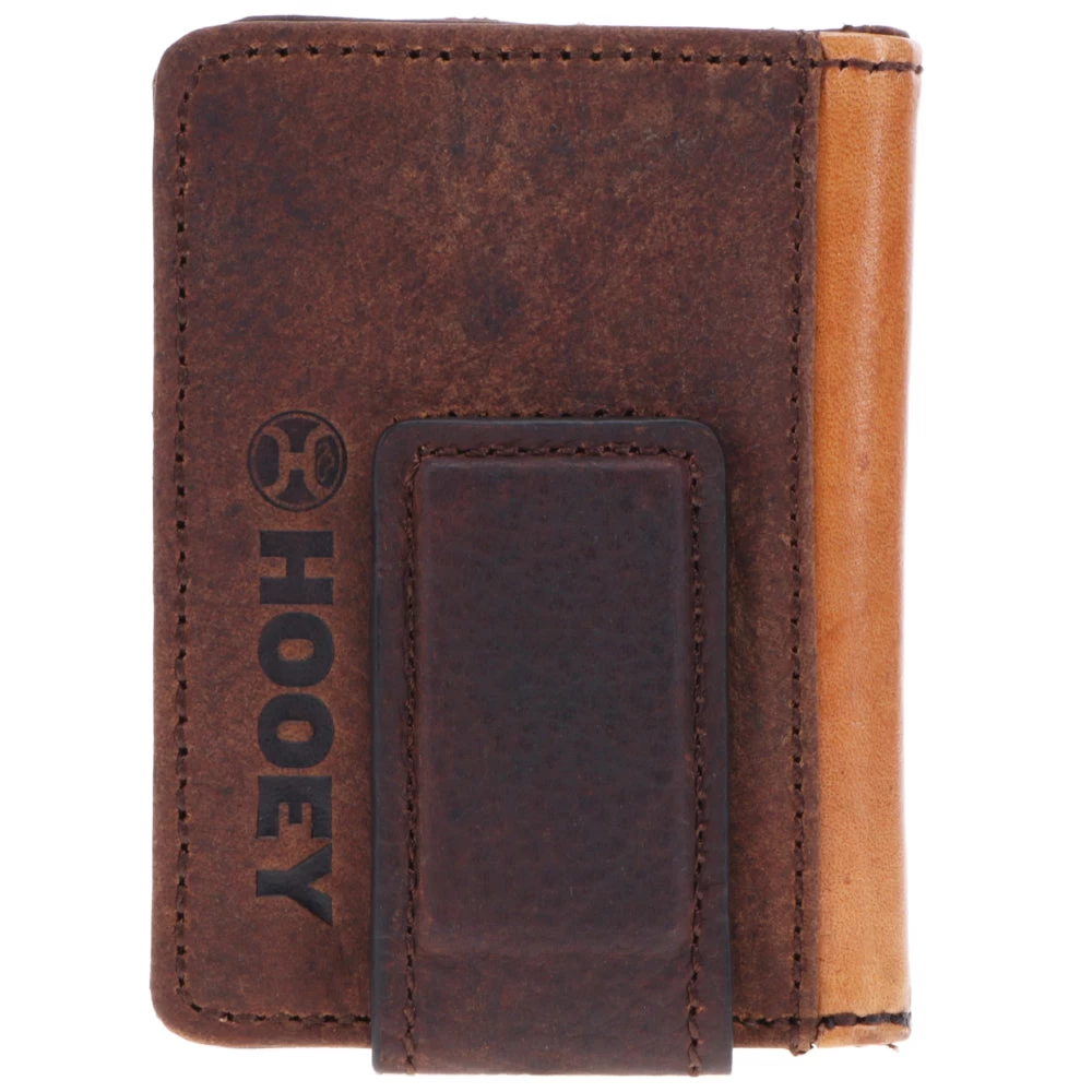 "Grayson" Hooey Bifold Money Clip Wallet Brown/Tan - Image 2