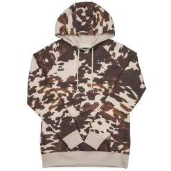 HOOey "Plains" Brown/White Cow Print Hoody