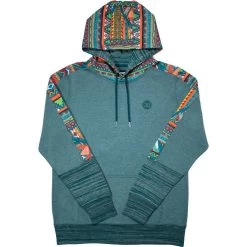 HOOey "Canyon" Teal W/Multi Color Pattern Hoody