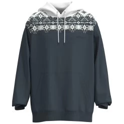 HOOey "Ridge" Hoody White/Denim W/Aztec Pattern