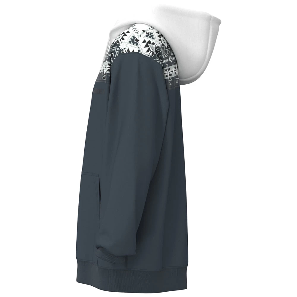 HOOey "Ridge" Hoody White/Denim W/Aztec Pattern - Image 3