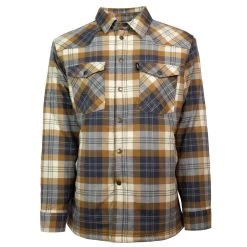 "Hooey Mens Flannel Jacket" Tan Plaid Pattern W/ Cream Sherpa
