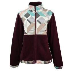 HOOey "Ladies Tech Fleece Jacket" Burgundy W/Multi-Color Print