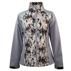 HOOey "Ladies Soft Shell Jacket" Grey W/Cream/Black Aztec Pattern