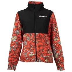 HOOey "Ladies Tech Fleece Jacket" Red Floral Pattern / Black