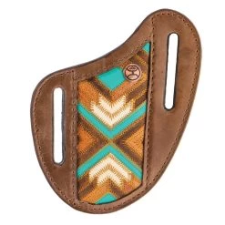 "Montezuma" Original Hooey Pancake Knife Sheath" Brown/Turquoise W/Aztec