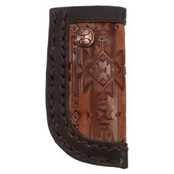 "Monterrey" Classic Hooey Knife Sheath Tan/Brown W/Aztec Print