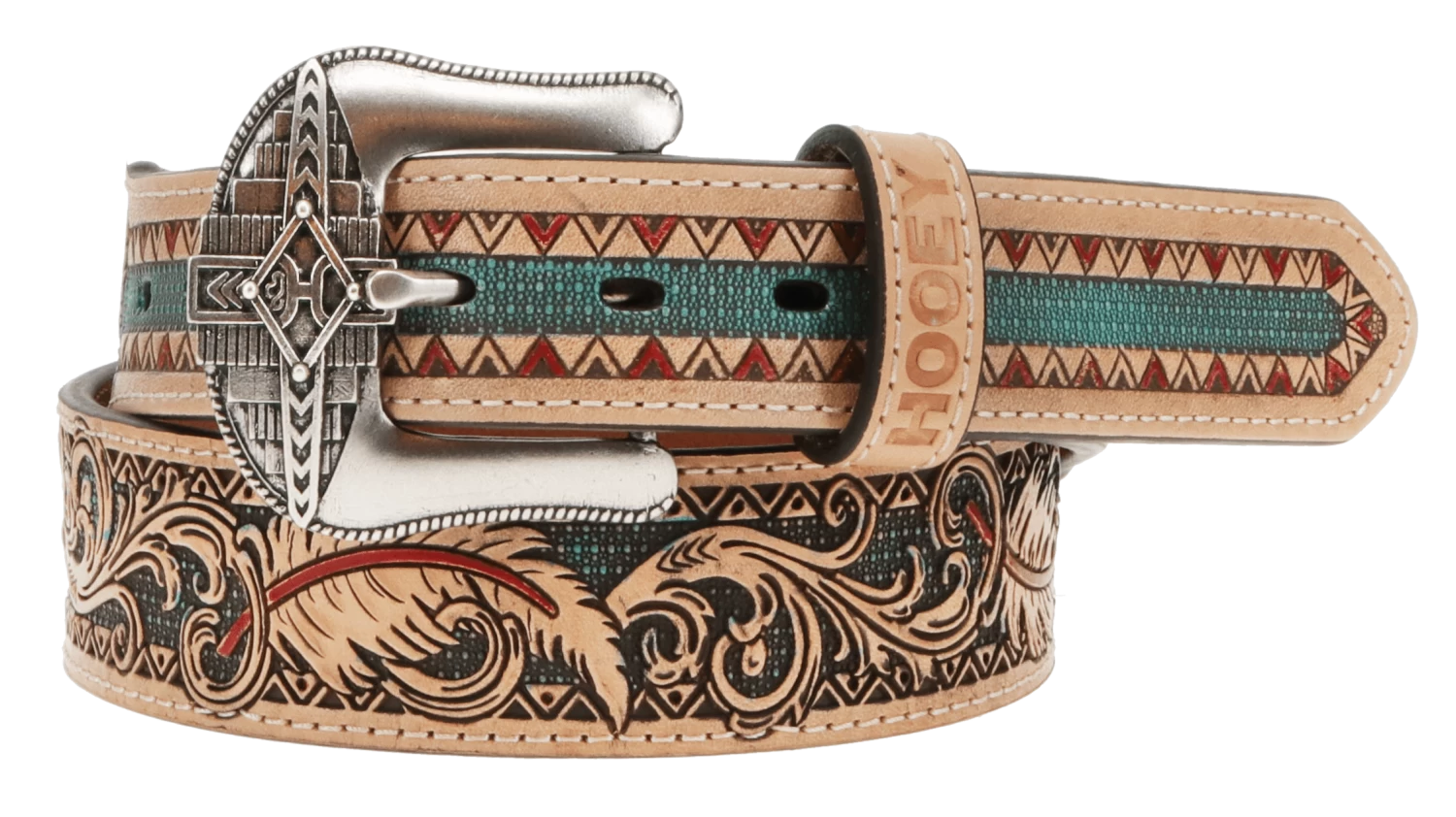 "War Paint" Hooey Belt Natural/Turquoise/Red