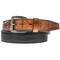 HOOey "HOG" Black/Brown Leather Belt