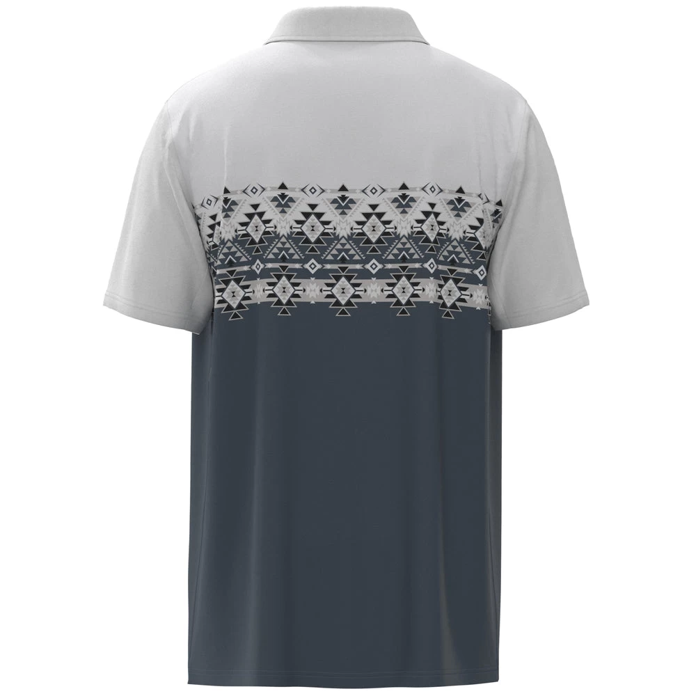 HOOey "The Weekender" White / Blue W/Aztec Pattern Polo - Image 2