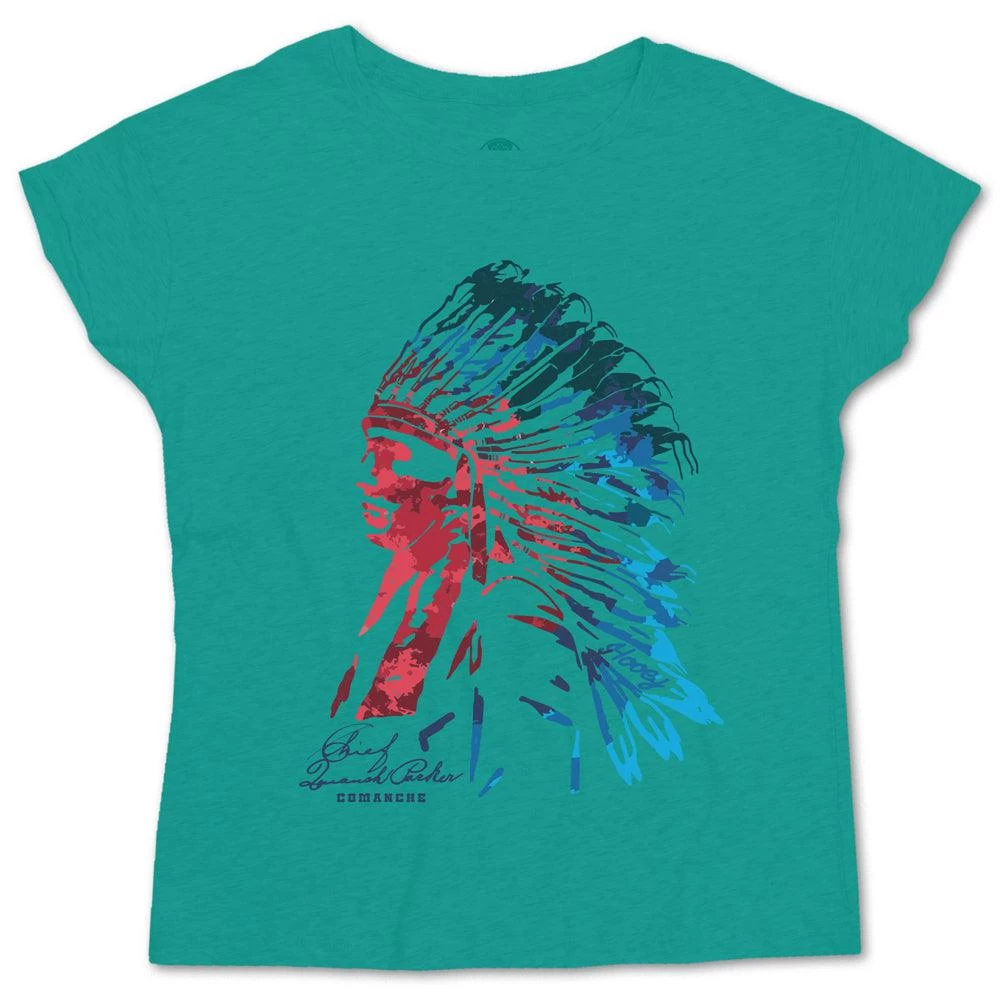 HOOey "Quanah" Turquoise T-shirt W/Multi Color