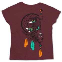 HOOey Youth "Spirit" Cranberry T-shirt W/a Horse Dreamcatcher