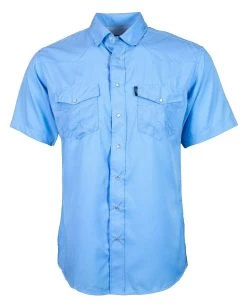 HOOey "Sol" Sky Blue Short Sleeve Pearl Snap Shirt