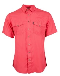 HOOey "Sol" Watermelon Short Sleeve Pearl Snap Shirt