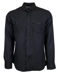 HOOey "Sol" Black Long Sleeve Pearl Snap Shirt