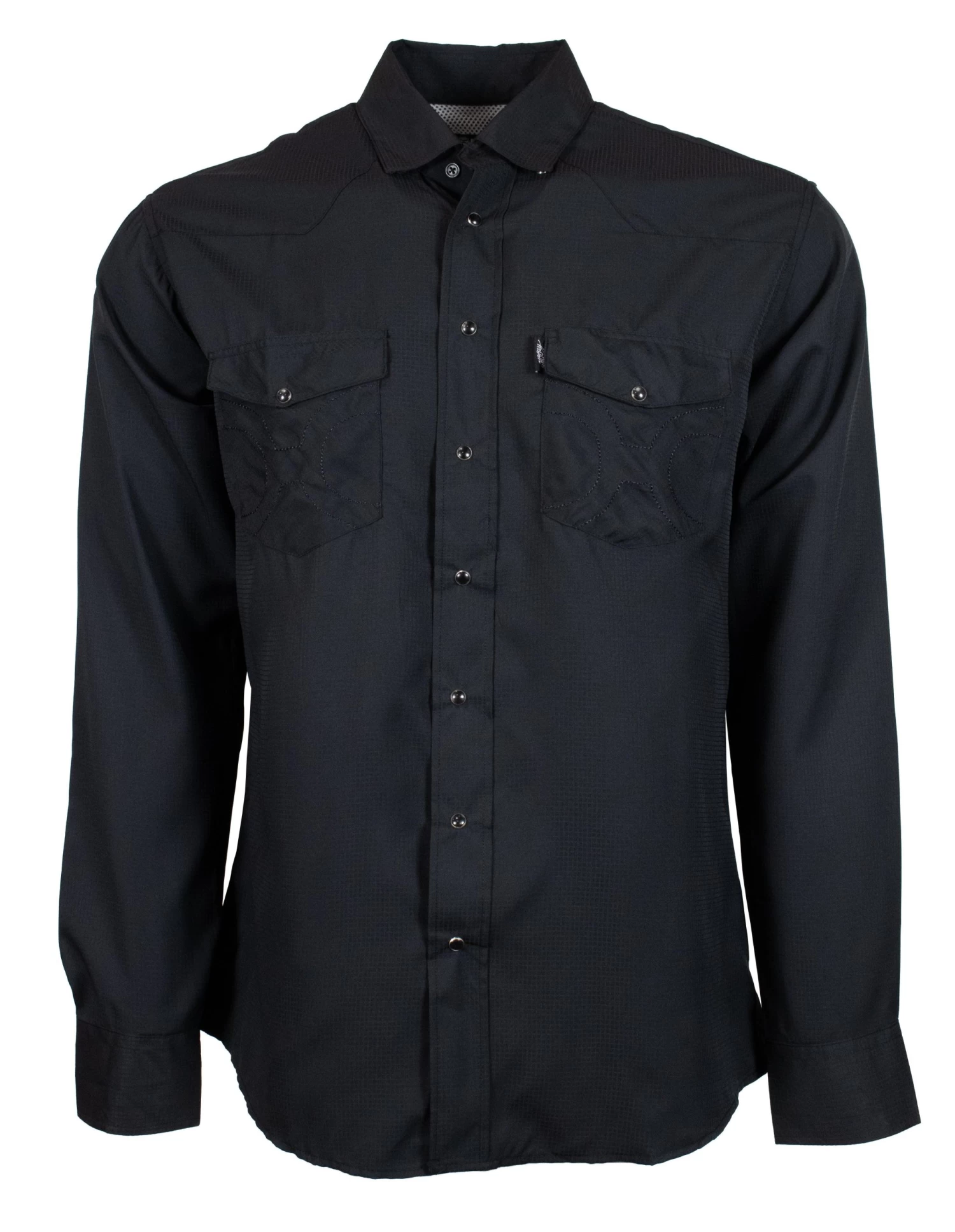 HOOey "Sol" Black Long Sleeve Pearl Snap Shirt
