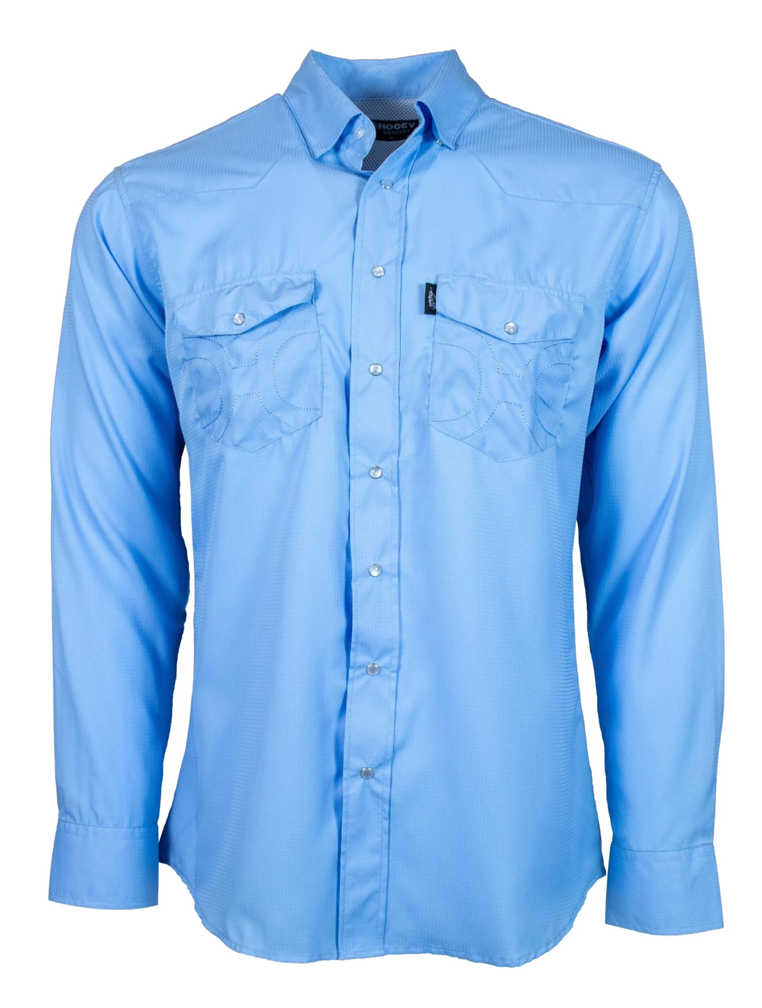 HOOey "Sol" Sky Blue Long Sleeve Pearl Snap Shirt