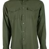 HOOey "Sol" Olive Long Sleeve Pearl Snap Shirt