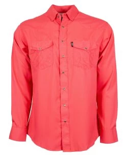 HOOey "Sol"Watermelon Long Sleeve Pearl Snap Shirt