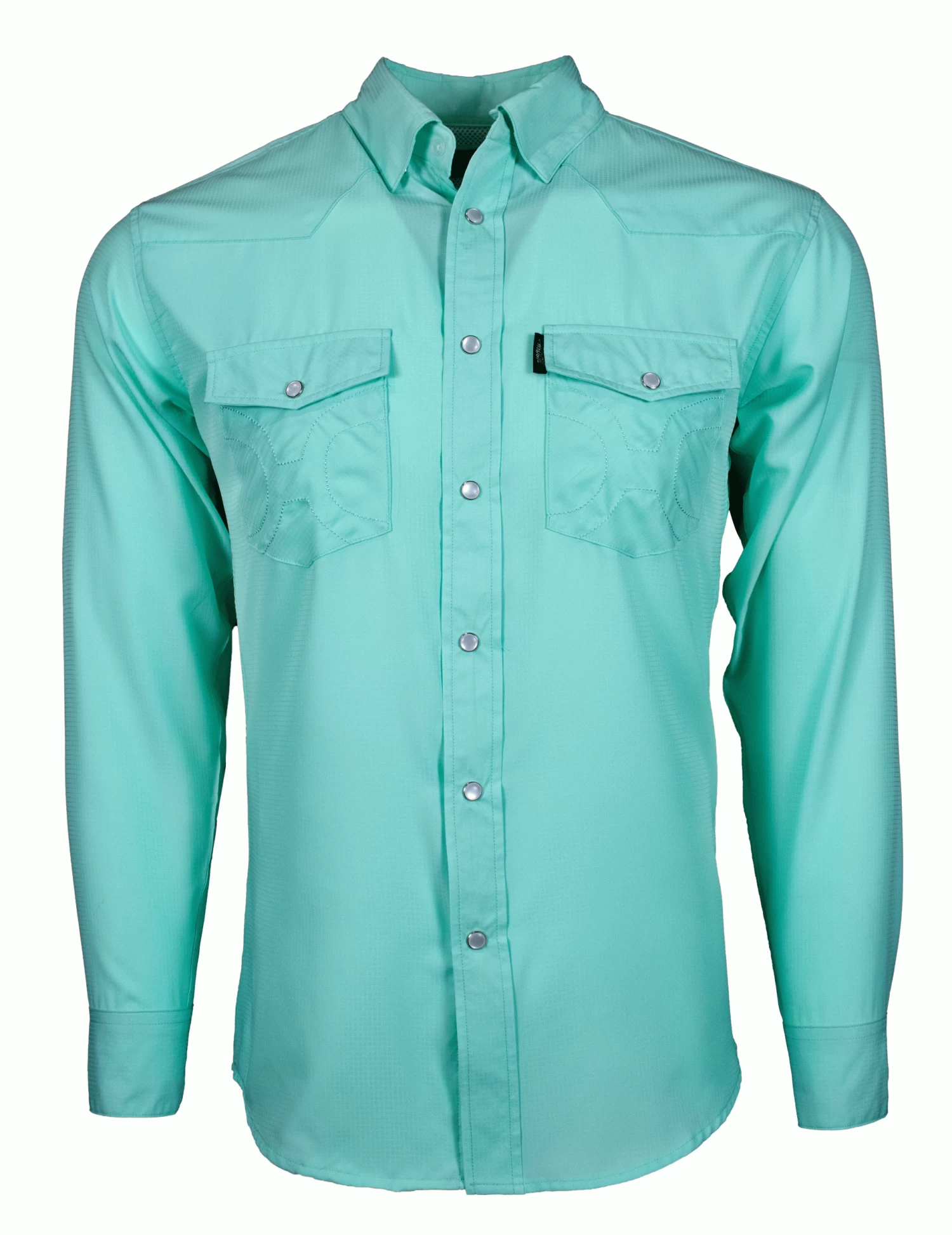 HOOey "Sol" Sea Foam Long Sleeve Pearl Snap Shirt
