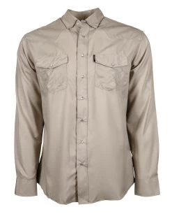 HOOey "Sol" Tan Long Sleeve Pearl Snap Shirt