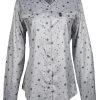 HOOey "Sol" Ladies Grey Stars Long Sleeve Pearl Snap Shirt