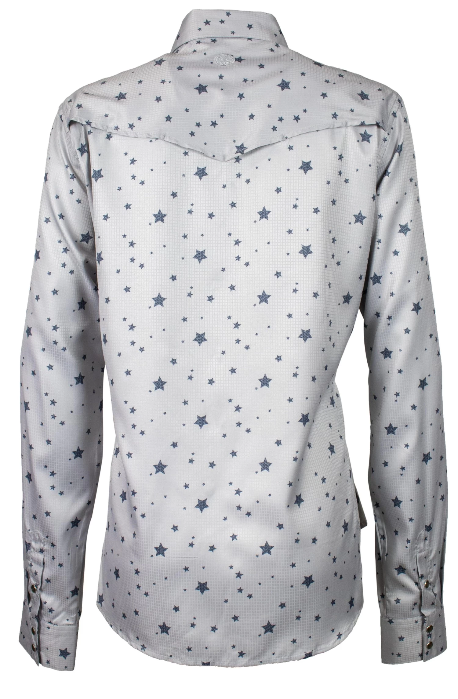 HOOey "Sol" Ladies Grey Stars Long Sleeve Pearl Snap Shirt - Image 3