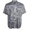 HOOey "Sol" Charcoal Bandana Pattern Short Sleeve Pearl Snap Shirt