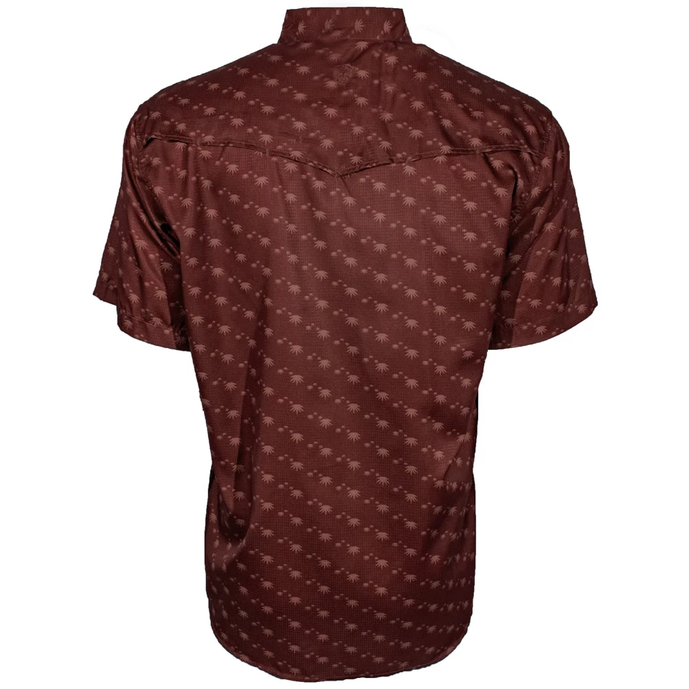 HOOey "Sol" Red Agave Pattern Short Sleeve Pearl Snap Shirt - Image 2