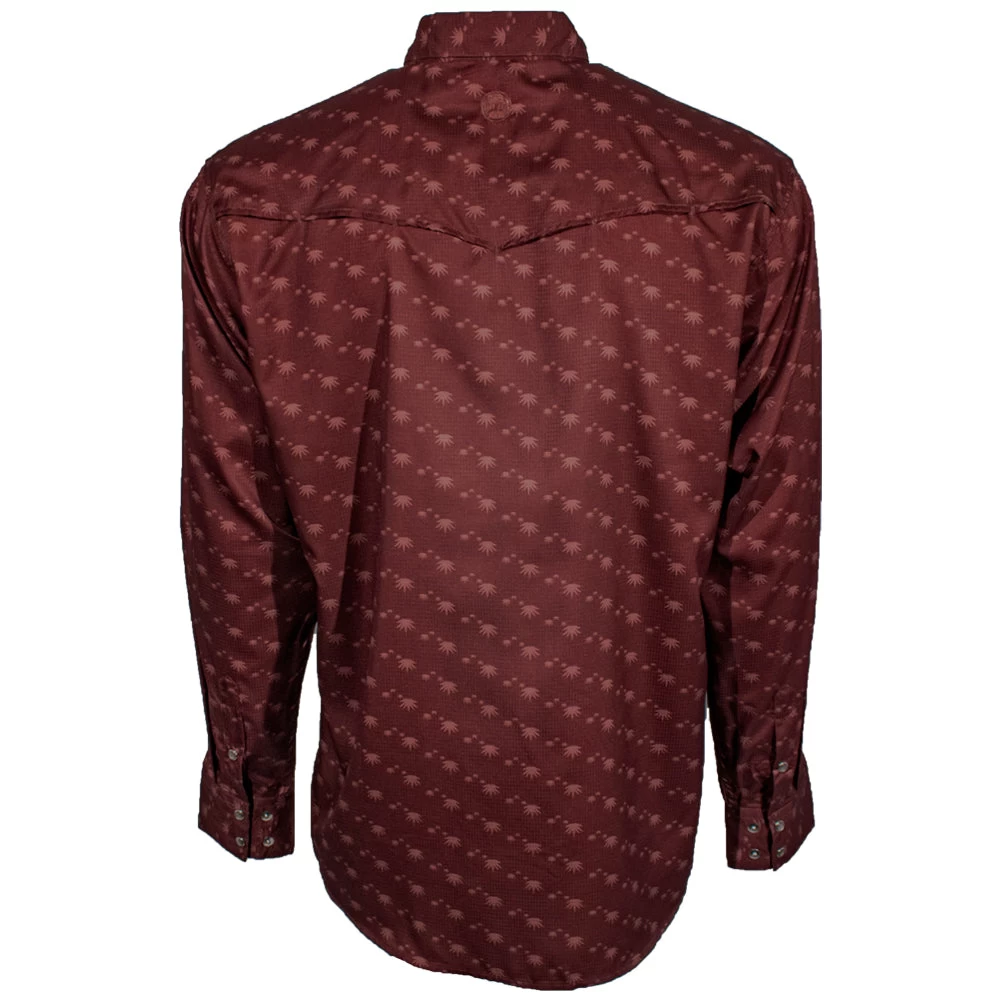 HOOey "Sol" Red Agave Pattern Long Sleeve Pearl Snap Shirt - Image 2