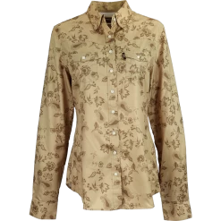 HOOey New! "Sol Competition" Ladies Tan Floral Print Long Sleeve