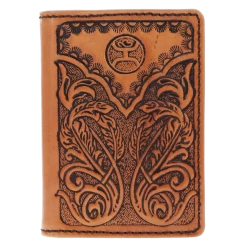 "Phoenix" Trifold Hooey Wallet Tan/Black Leather