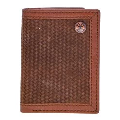 "Hooey Classic Roughout" Trifold Wallet Brown Leather Basketweave Embossed Roughout