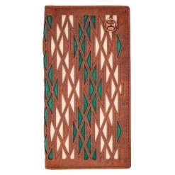 "Chapawee" Rodeo Hooey Wallet Brown/Turquoise W/ Aztec