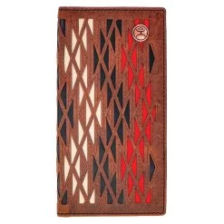 "Chapawee" Rodeo Hooey Wallet Ivory/Red W/Aztec Print
