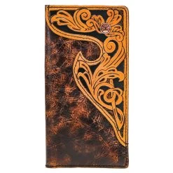 "Llano" Rodeo Hooey Wallet Brown/Tan W/Floral